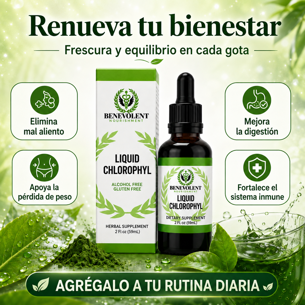 🌿 CLOROFILA LÍQUIDA - Desinflama tu cuerpo y elimina el mal aliento naturalmente desde la primera semana