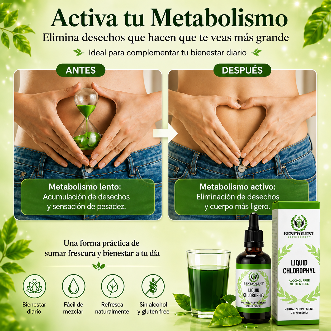 🌿 CLOROFILA LÍQUIDA - Desinflama tu cuerpo y elimina el mal aliento naturalmente desde la primera semana