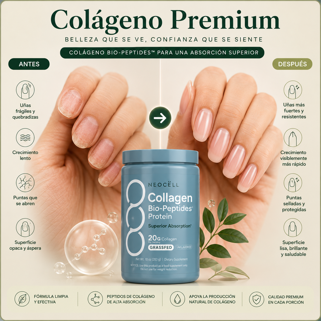 Colágeno premium para una piel firme, luminosa y sin señales de cansancio